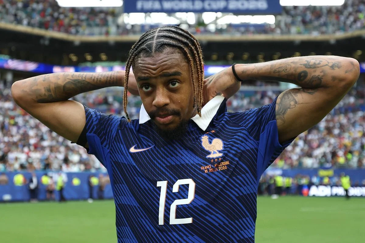 Bradley Barcola #12 of France reacts after the 4-6 loss during the FIFA World Cup 2026 Bronze Final between France and England at Miami Stadium