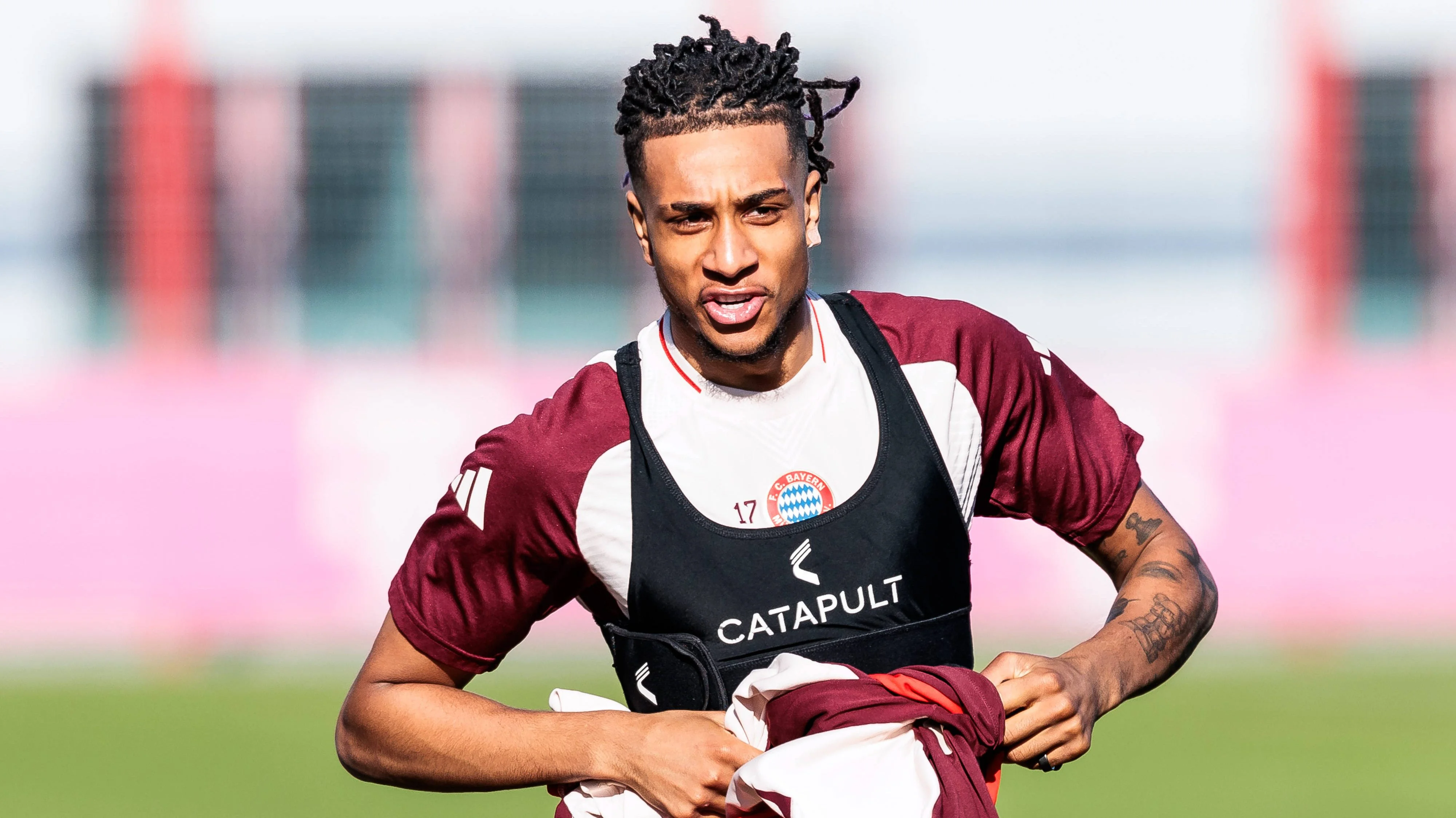 Bayern Munich's Michael Olise plays with locals in New York City park