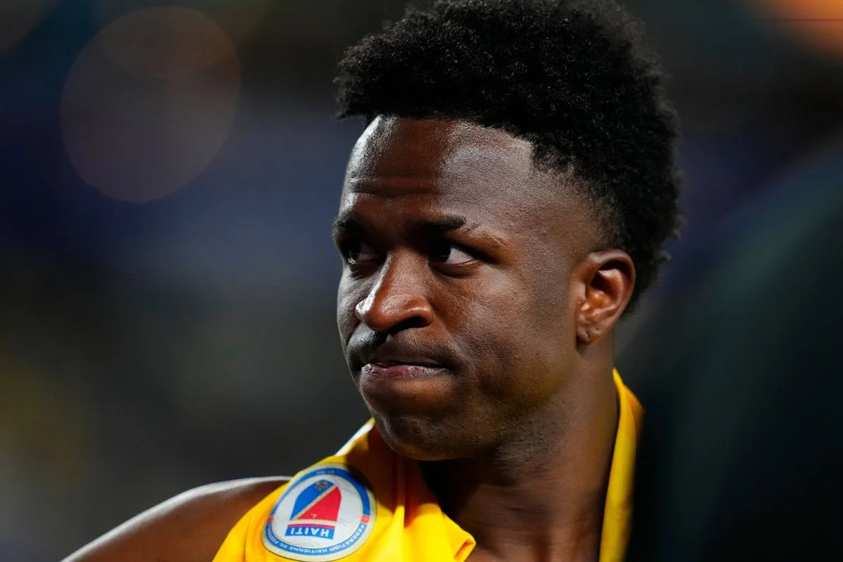 Vinicius Junior forward of Brazil and Real Madrid C. F. after the FIFA World Cup 2026 Group C match between Brazil and Haiti at Philadelphia Stadium on June 19, 2026 in Philadelphia, Pennsylvania. (Photo by Jose Breton/Pics Action/NurPhoto via Getty Images)