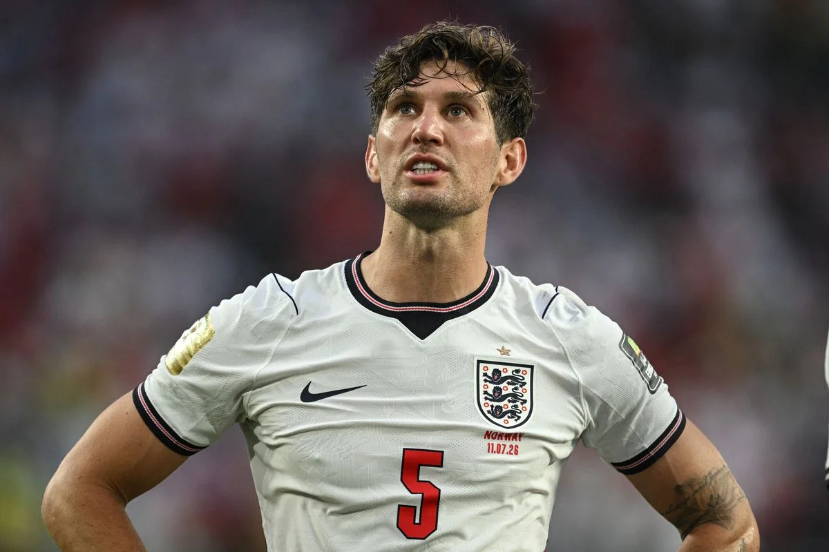 MIAMI GARDENS, FLORIDA - JULY 11: John Stones of England looks during the FIFA World Cup 2026 Quarter Final match between Norway and England at Miami Stadium on July 11, 2026 in Miami Gardens, Florida. (Photo by Image Photo Agency/Getty Images)